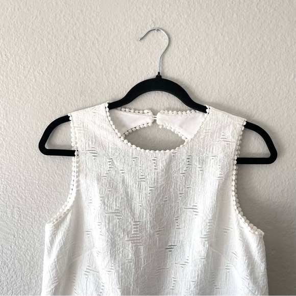 Maggy London Petite White Floral Applique Lace Shift Mini Dress - Picture 4 of 9